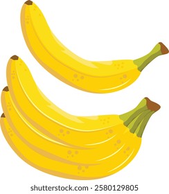 side view of bananas, yellow bananas. 