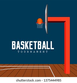 Side view of a basketball court. Vector illustration design