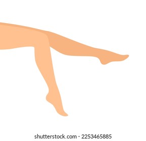 Side view of beautiful female legs on a white background. Flat vector illustration