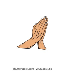 side view of the begging or praying hand gesture vector illustration