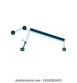 Side view of bench for abs exercise flat cartoon style, vector illustration isolated on white background. Fitness abdominal training apparatus or crunch trainer, gym equipment