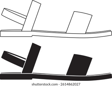side view Biblical sandals icon set