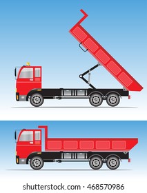 Side view of Big Dump truck Vector Illustration