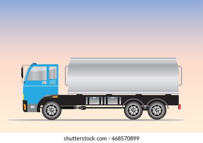 Side view of Big Oil Tanker truck Vector Illustration