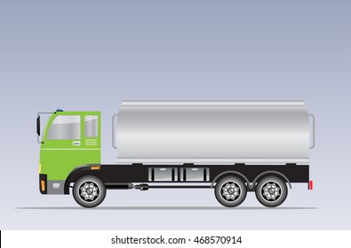 Side view of Big Oil Tanker truck Vector Illustration