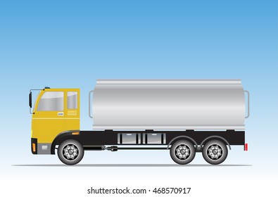 Side view of Big Oil Tanker truck Vector Illustration