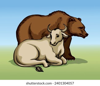 Side view big strong power fur beast pet stand head face fun prey joy lay ranch field grass sky god faith hope Black line hand drawn old horn male king ox lie care cute church art sketch zoo sign icon