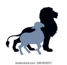 Side view big strong power fur felin cat beast mane face stand fun prey holy Jesus church hope joy Black line hand drawn white Africa zoo care cute little wool ram rest relax small logo kid art sketch