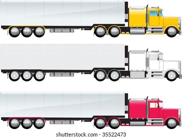 Side view of a big truck colored and b/w on a white background.