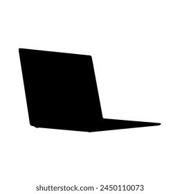 Side view black book laptop silhouette icon vector illustration on white background