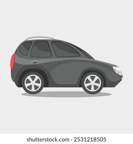 side view black car in flat vector design.