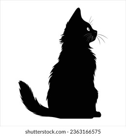 Side view of black cat vector silhouette
