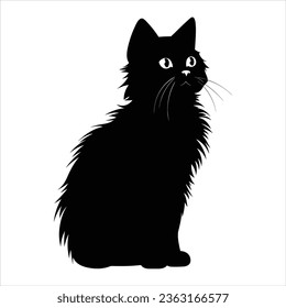 Side view of black cat vector silhouette