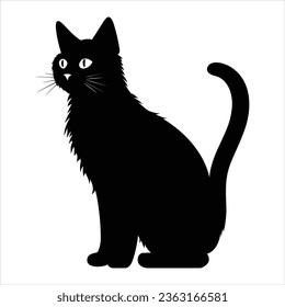 Side view of black cat vector silhouette