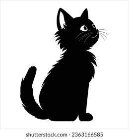 Side view of black cat vector silhouette