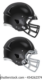 Side View Of Black Football Helmet Vector Isolated On White