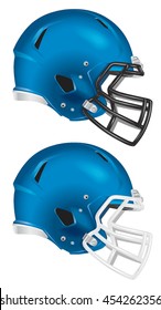 Side View Of Blue Football Helmet Vector Isolated On White