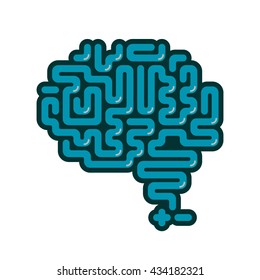 Ilustración vectorial del Cerebro Humano Azul brillante