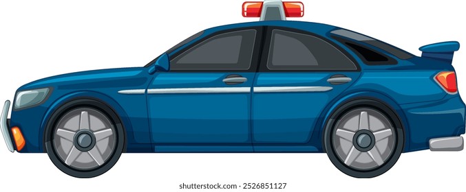 Side view of a blue police car