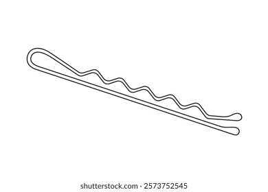 Side view of a bobby pin or hair pin used in female hairstyles in line art vector