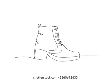 Side view of a boot. Footwear one-line drawing