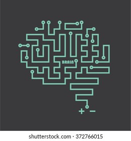 Side view Brain illustration on dark background