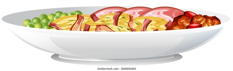 Side view of breakfast bowl isolated illustration