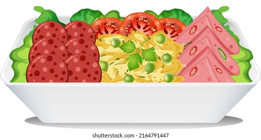 Side view of breakfast bowl isolated illustration