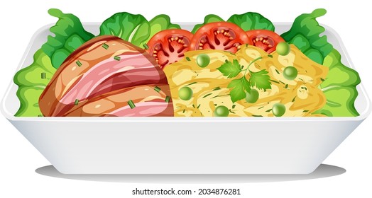 Side view of breakfast dish isolated illustration