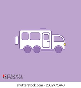 Side view of bus. Conception of travel. Vector picture.