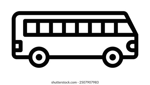 Side view of a bus icon, ideal for public transportation and travel-related projects. Vector illustration. Editable stroke.