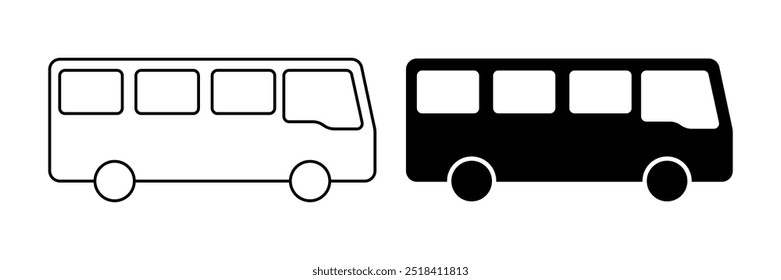 side view bus icon set isolated on white background