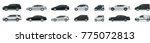 Side view of business vehicle template vector isolated on white. Urban, city cars and vehicles transport vector flat icons set.