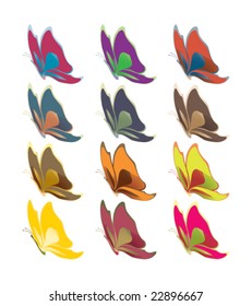 Side view butterflies - vector