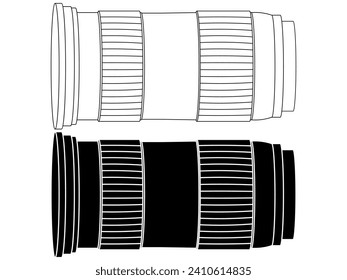 side view camera lens icon set
