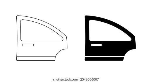 side view car door icon set isolated on white background