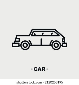 Side view car line vector icon.