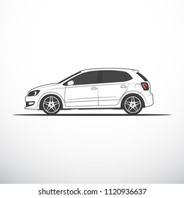 Side view of car. Car sketch. Vector illustration