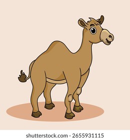 Side view cartoon camel vector in earthy tones. A perfect illustration for wildlife education, desert themes, cultural content, or children's learning materials.