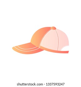 Side View Of Casual Orange Baseball Cap Isolated On White Background