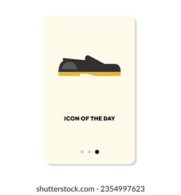 Side view of casual shoes flat vector icon. Cartoon drawing of footwear loafers isolated vector illustration. Fashion, lifestyle, accessory concept for web design and apps