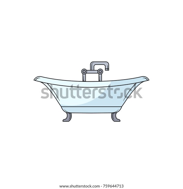 Side View Clawfoot Bathtub Bath Tub Stock Vector (Royalty Free