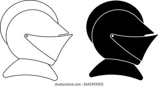 side view Close helmet icon set
