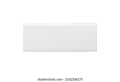 Side view of closed paper napkins box, realistic 3d vector illustration isolated on white background. Cardboard package of facial tissues. Product mockup template.