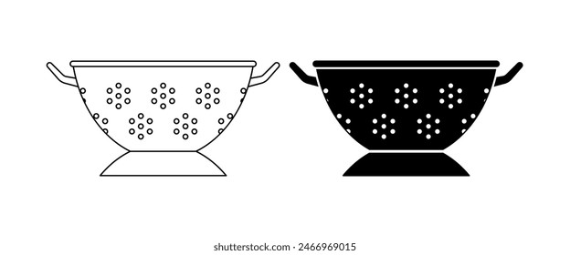 side view colander icon set isolated on white background