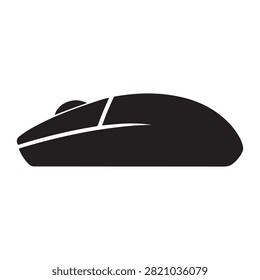 Side view computer mouse glyph icon with computer technology hardware peripheral interface equipment illustration ergonomic
