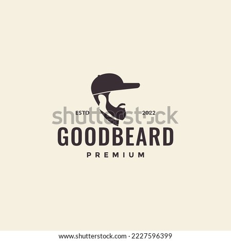 side view cool man bearded with hat hipster vintage logo design vector