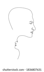 Side view of Couple - Father and daughter - Continuous one line drawing