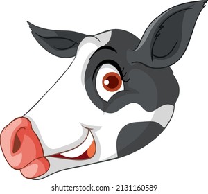 Side view of cow head in cartoon style illustration