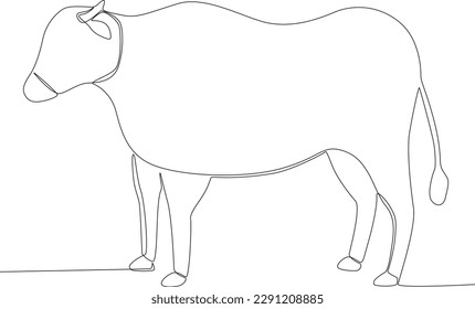 Side view of a cow for sacrifice. Eid al-Adha one-line drawing